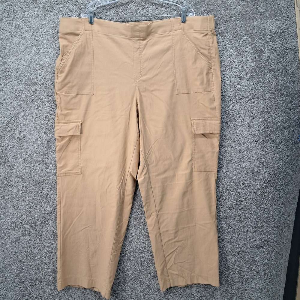 Lane Bryant Tan Cargo Pants Womens 24 Plus Size Pull On Khaki Straight Leg 7046